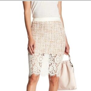 English Factory pink tweed and lace skirt Medium